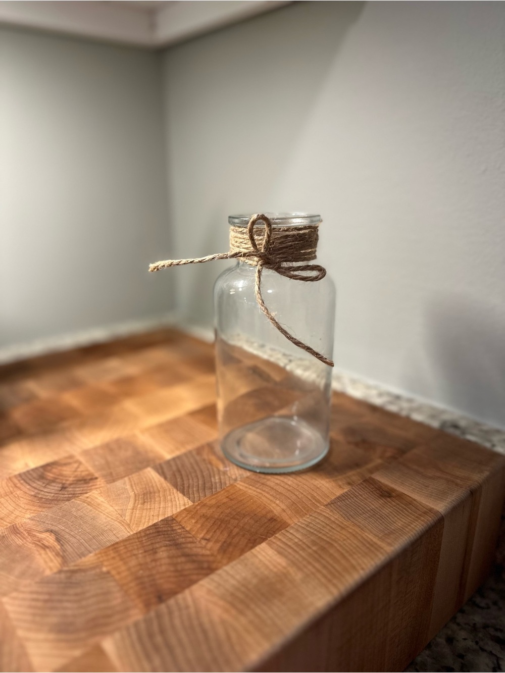 Rustic Farmhouse Glass Vase with Twine Bow